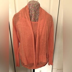 Price Drop‼️E.F. Fine Linen Open Cardigan W/Side Splits**W/Silk Cami **Size S